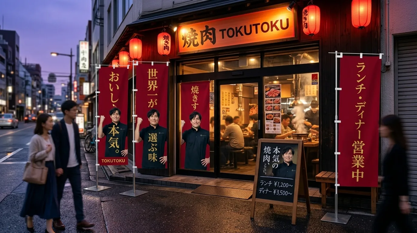 焼肉店ノボリ・店頭POP｜大畑大介 ポロシャツ